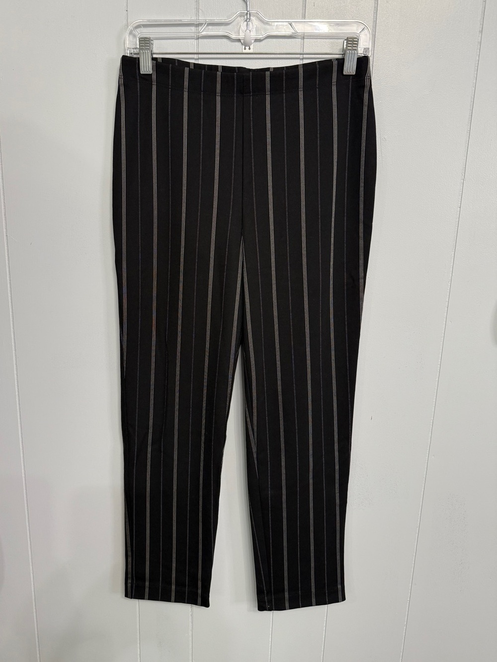 Karen Kane Black Pinstripe Tapered Dress Pants Stretch